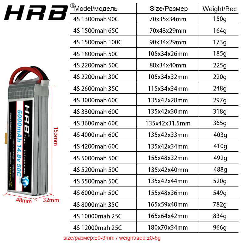 4S Lipo Battery 14.8V 6000Mah - Bateria de lítio hrb 4S 14.8v