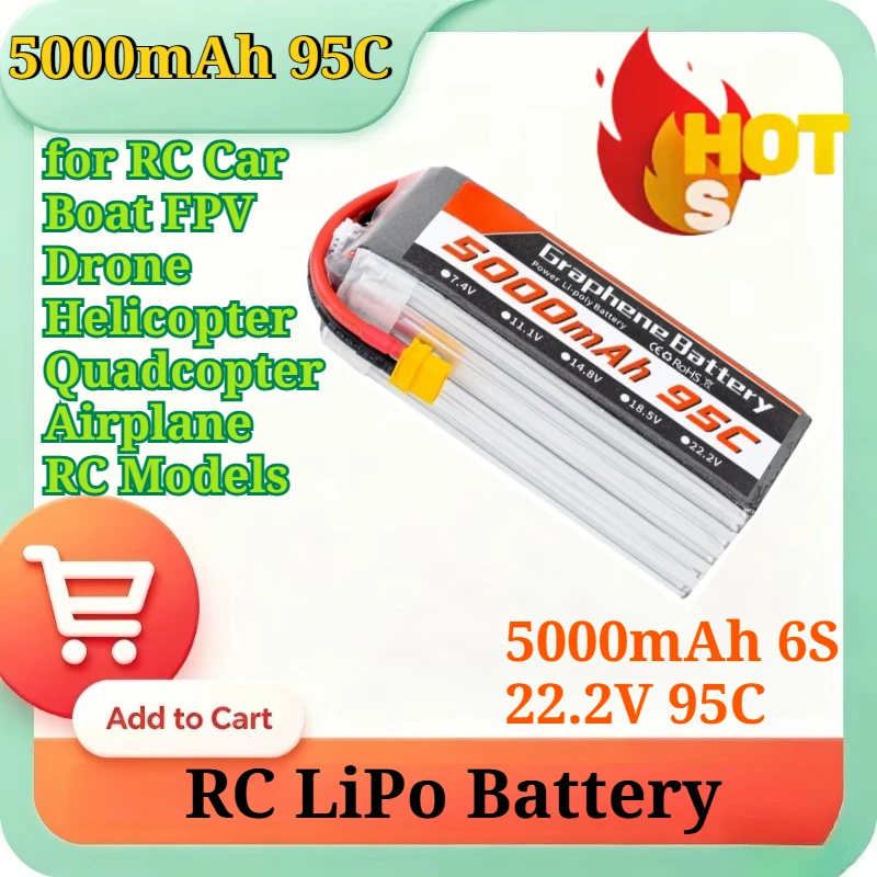 Bateria Lipo de Grafeno 5000mA - 6S Lipo Battery 22.2V 5000Mah avaliação e preço